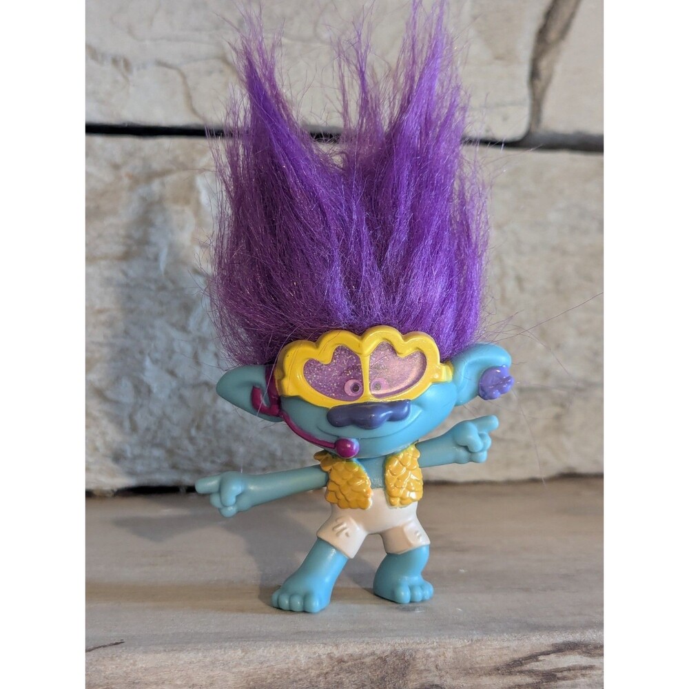 McDonald's Troll Trolls World Tour Party Branch Blue Purple Hair Movable Arms